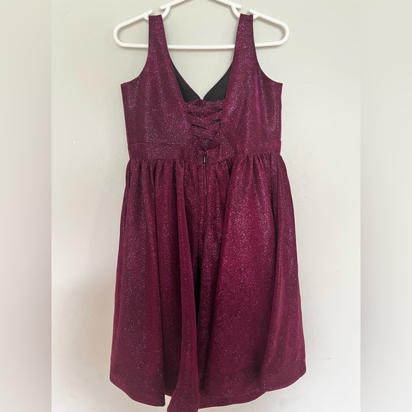Girls plum shimmer dress - Picture 3 of 6